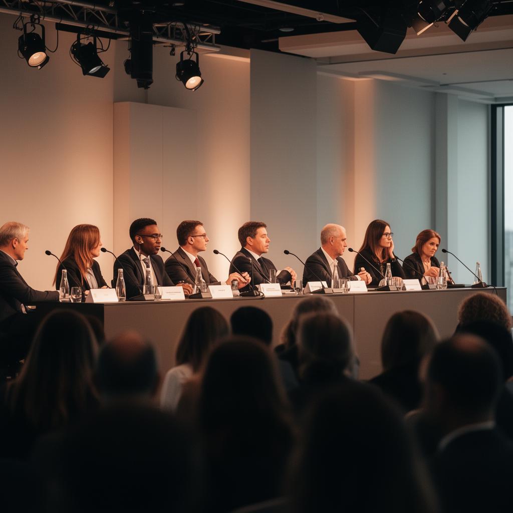 Panel discussion at a modern conference venue